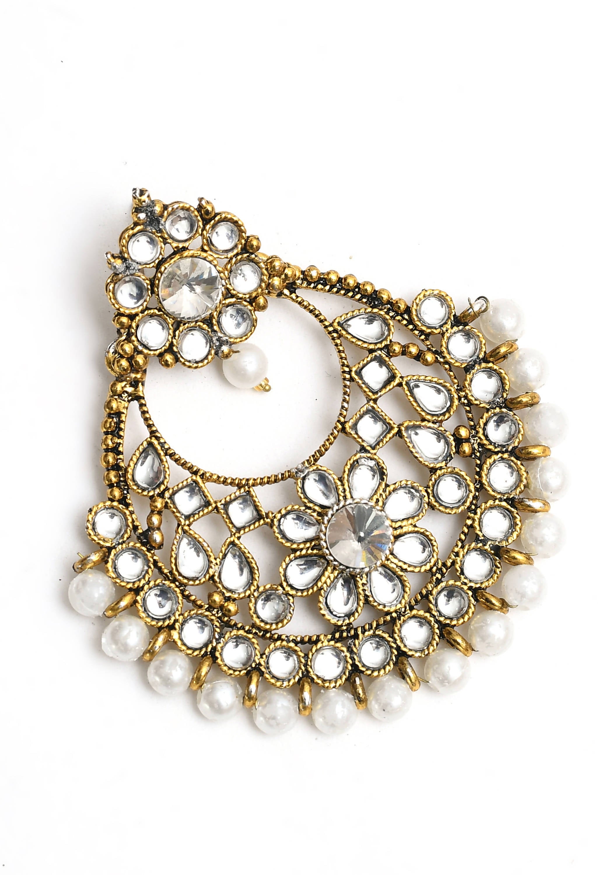 Mominos Fashion Johar Kamal Beautiful Golden And White Beaded Earrings - Distacart