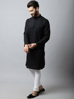 Thumbnail for Even Apparels Black Color Pure Cotton Men's Kurta With Band Collar (STR1188) - Distacart