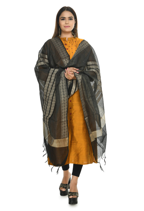 Mominos Fashion Moeza Handloom Cotton Black Dupatta For Women - Distacart
