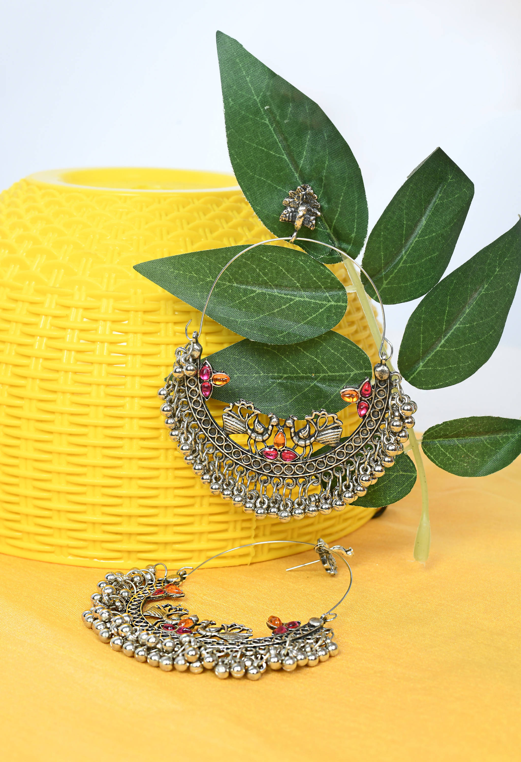 Mominos Fashion Johar Kamal Peacock Design Chandbali Earrings - Distacart