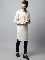 Thumbnail for Even Apparels Cream Color Cotton Solid Men's Kurta With Shirt Collar (LN027) - Distacart