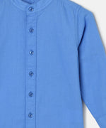 Thumbnail for Manet Boys Mandarin Collar Full Sleeves Melange Shirt - Light Blue - Distacart