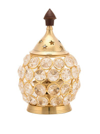 Thumbnail for Craftvatika Gold Toned Brass Decorative Akhand Diya Oil Lamp - Distacart