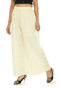 Thumbnail for Mominos Fashion Moeza Cotton Off White Chikan Work Palazzo
