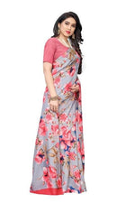 Thumbnail for Vamika Grey Linen Satin Border Saree (SONAKSHI 12 PEACH)