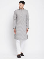 Thumbnail for Even Apparels White Pure Cotton Men's Long Kurta With Band Collar - Distacart
