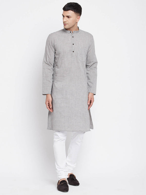 Even Apparels White Pure Cotton Men's Long Kurta With Band Collar - Distacart