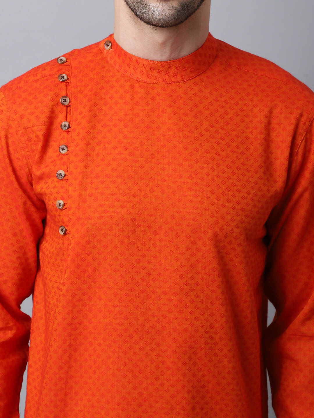 Even Apparels Orange Pure Cotton Kurta With Side Placket - Distacart