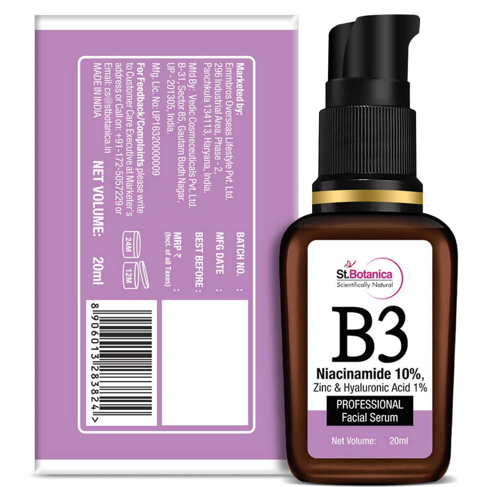St.Botanica B3 Niacinamide, Zinc & Hyaluronic Acid Professional Facial Serum