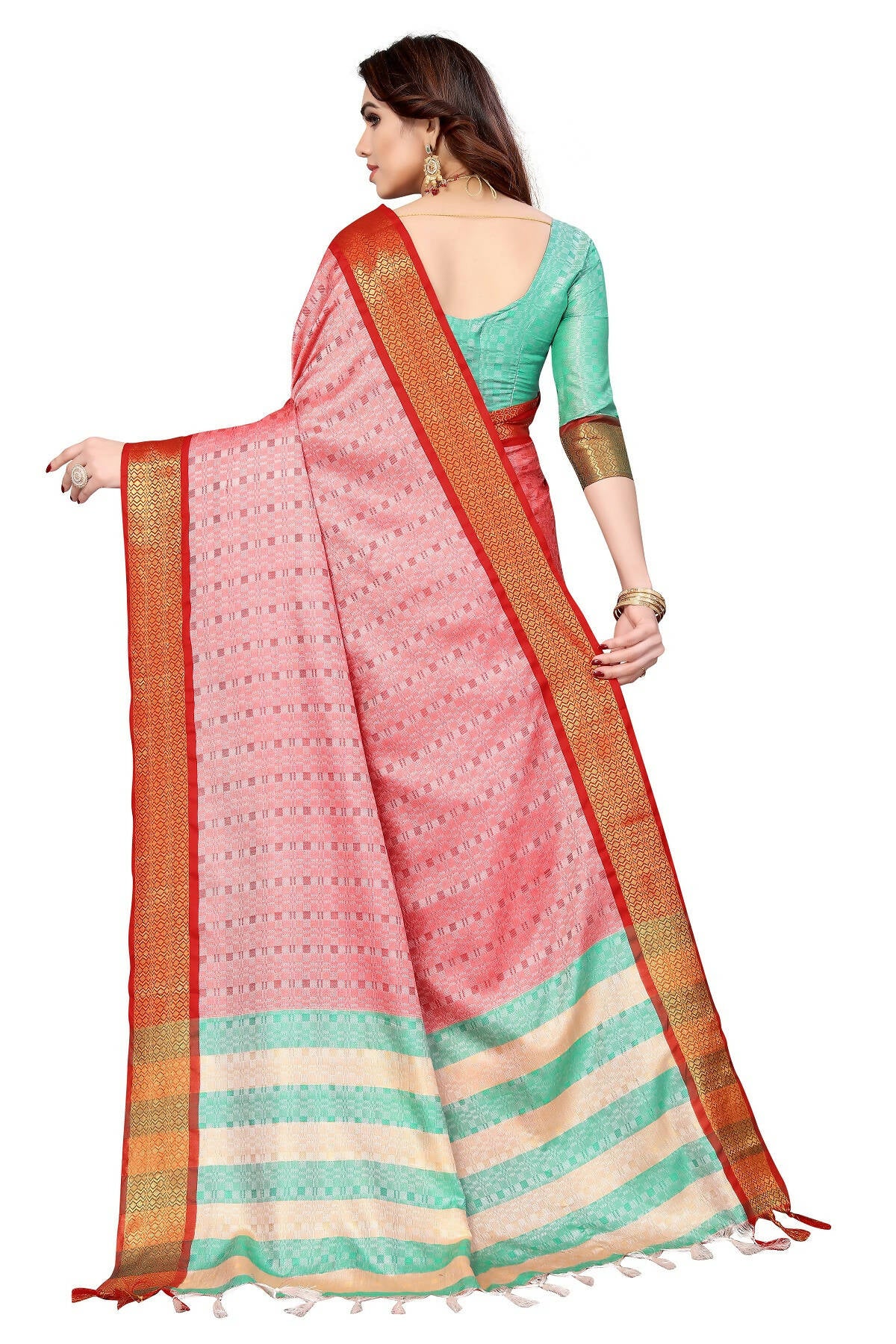 Vamika Weaving Pink Cotton Silk Saree - Distacart