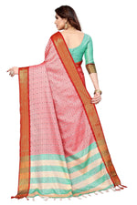 Thumbnail for Vamika Weaving Pink Cotton Silk Saree - Distacart