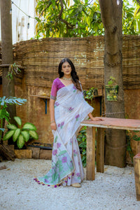 Thumbnail for Vishnu Weaves Women's Wine Muga Cotton Woven Butti Saree with Blouse - Distacart