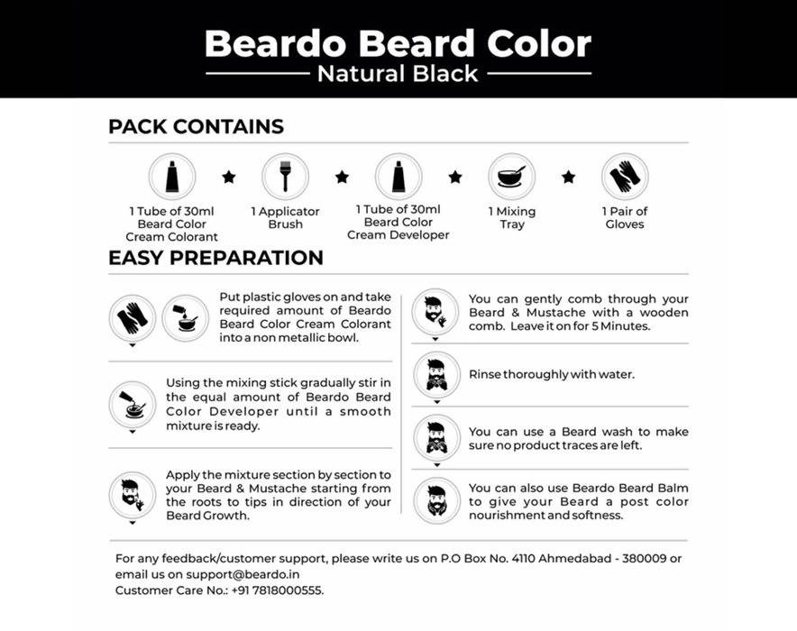 Beardo Beard Color for Men - Natural Black - Distacart