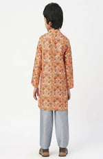 Thumbnail for Lil Drama Raangoli Boys Orange Kurta With Pyjama Set - Distacart