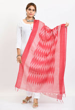 Thumbnail for Mominos Fashion Moeza Women's Handloom Cotton Ikkat Pink Dupatta - Distacart