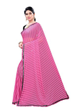Thumbnail for Vamika Pink Malai Silk Printed Saree (Zigzag Pink)