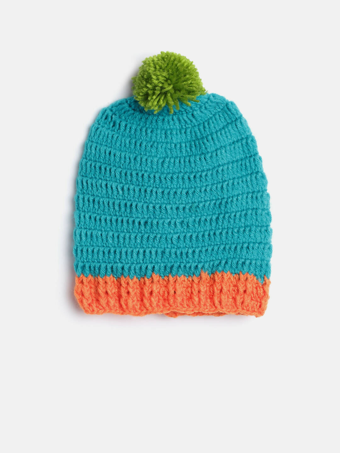 Chutput Kids Woollen Hand Knitted robot Detail Cap - Sea Green - Distacart