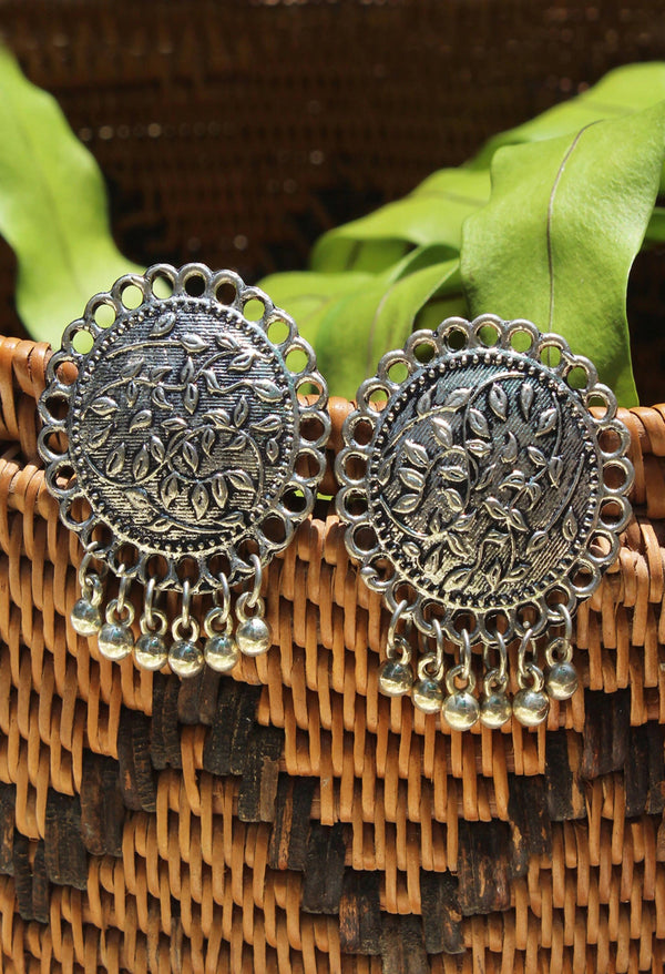 Mominos Fashion Johar Kamal Oxidised Silver Plated Stud Earrings - Distacart