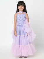 Thumbnail for Lil Drama Girls Choli Ghaghra With Dupatta Set - Lavender - Distacart