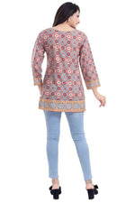 Thumbnail for Snehal Creations Ash Gray Faux Crepe Short Kurti Tunic Top