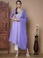 Thumbnail for Myshka Women's Purple Anarkali Kurta & With Dupatta - Distacart