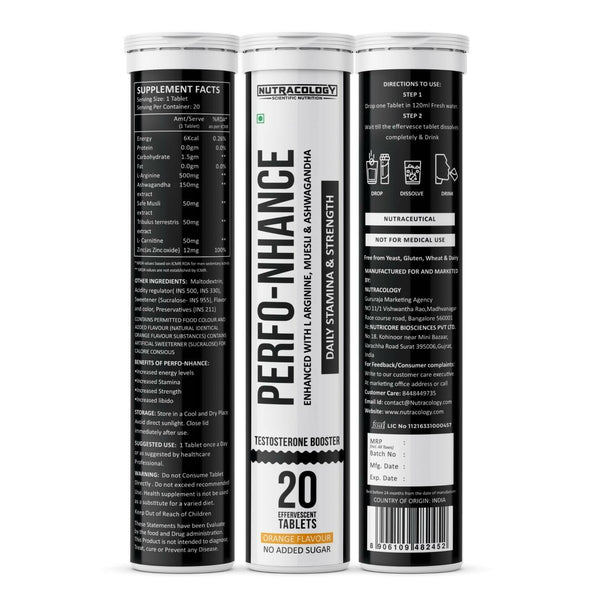 Nutracology Perfo-nhance Testosterone Booster For Strength, Endurance Tablets - Distacart