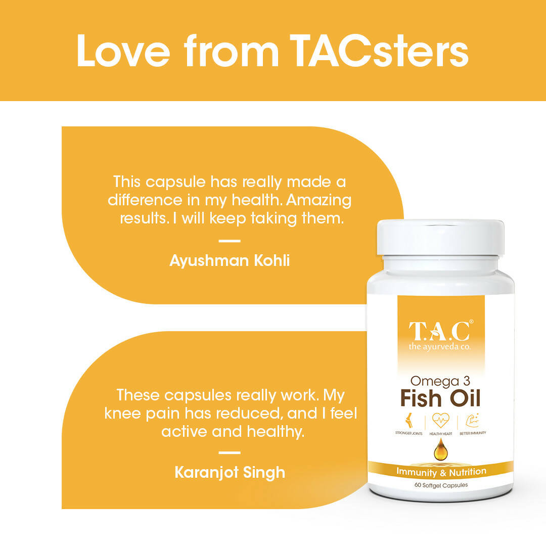 TAC - The Ayurveda Co. Omega 3 Fish Oil Soft Gel Capsules - Distacart