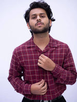 Thumbnail for Diva Globe Checkard Lapel Collar Shirt - Distacart