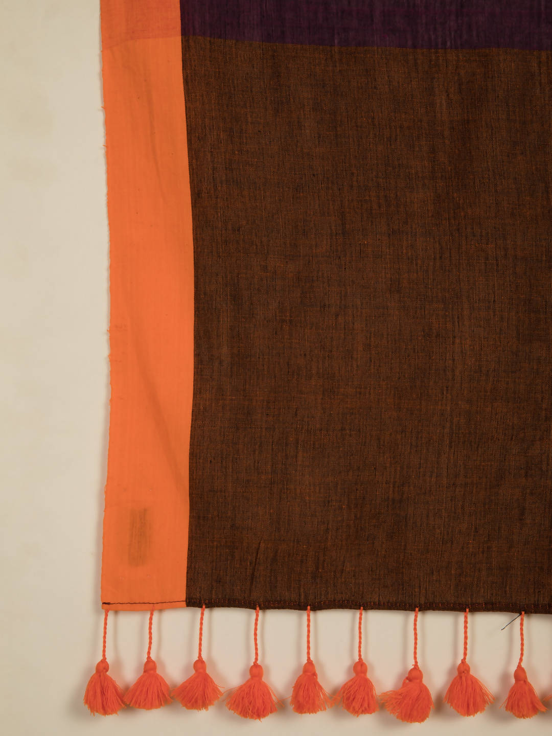 Suta Purple Orange Colourblocked Pure Cotton Saree - Distacart