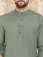 Thumbnail for Even Apparels Cotton Linen Green Kurta - Green - Distacart