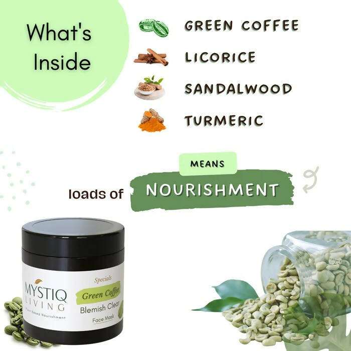 Mystiq Living Specials Green Coffee Blemish Clear Face Mask - Distacart