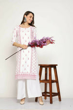 Thumbnail for Maai Rayon Hand Printed Kurta Off-White - Distacart
