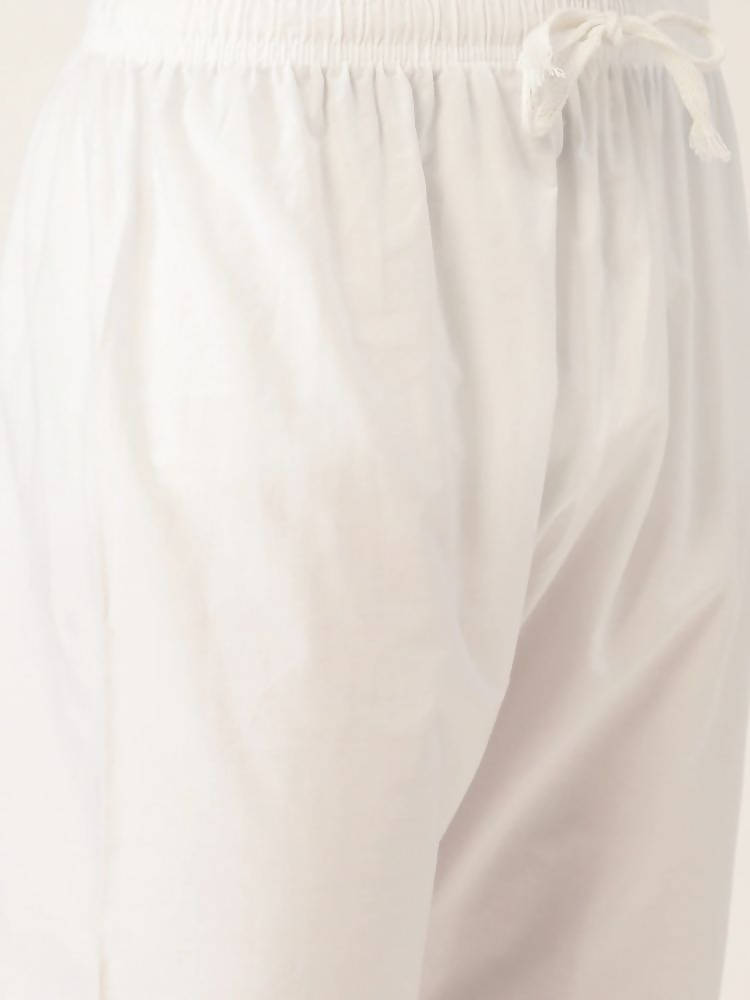 Manyavar Men Peach-Coloured & White Self Design Kurta with Churidar - Distacart