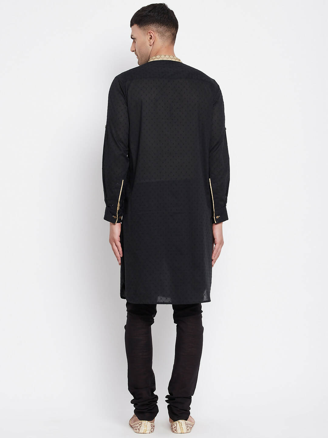 Even Apparels Black Pure Cotton Men's Kurta With Contrast Collar And Placket - Distacart