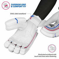 Thumbnail for DSC Intense Frost Leather Cricket Batting Gloves for Mens - Right Hand, White, One Size - Distacart