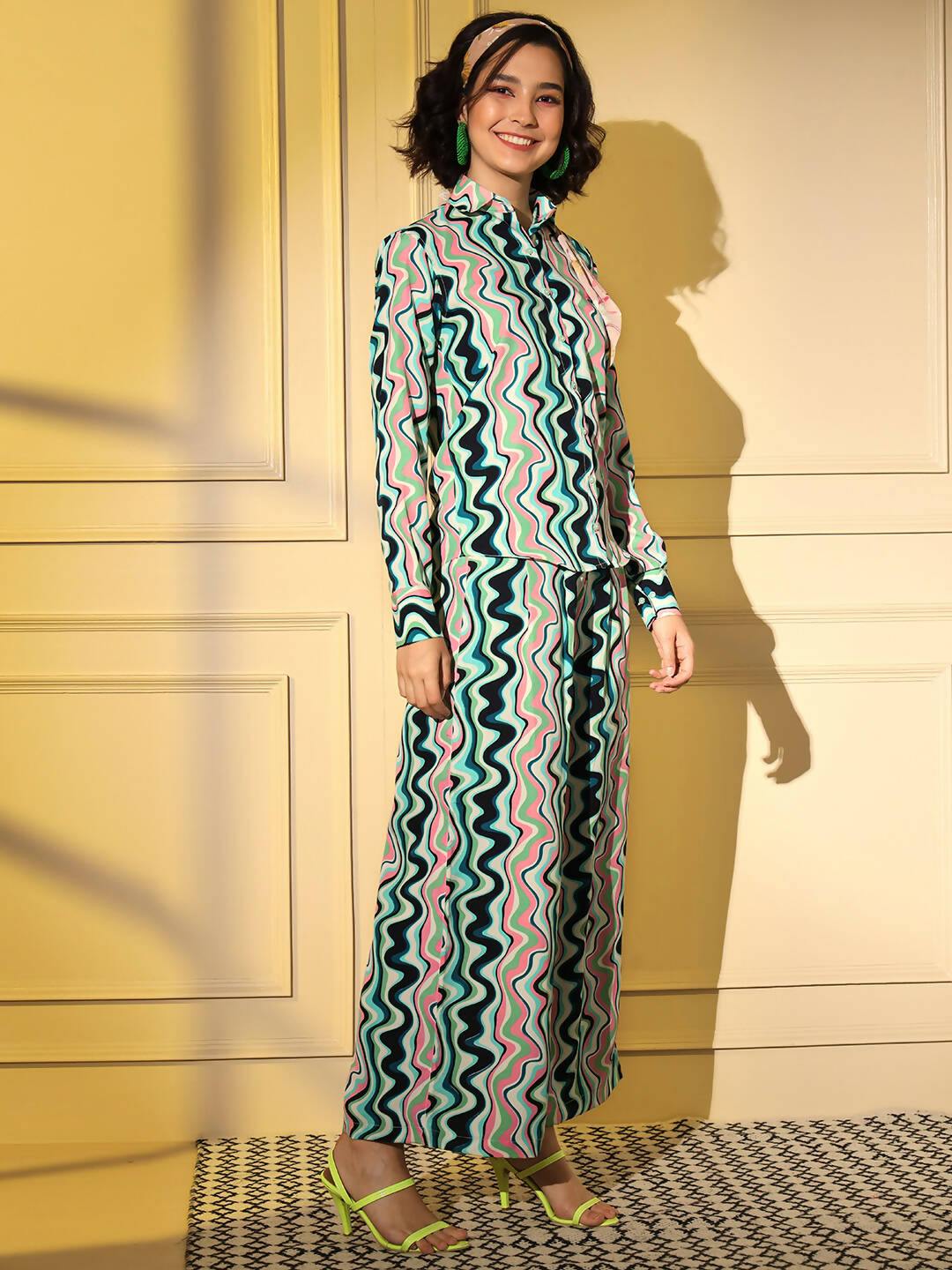 Light Blue Crepe Digital Printed Top With Matching Trouser - Shivani - Distacart