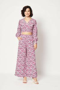 Thumbnail for Pink Crepe Digital Printed Top With Matching Trouser - Shivani - Distacart