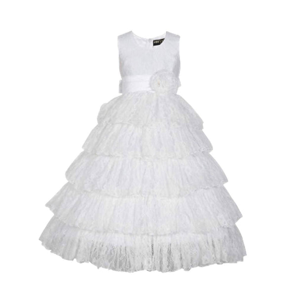Asmaani Baby Girl's White Colour Satin A-Line Maxi Full Length Dress (AS-DRESS_22110) - Distacart