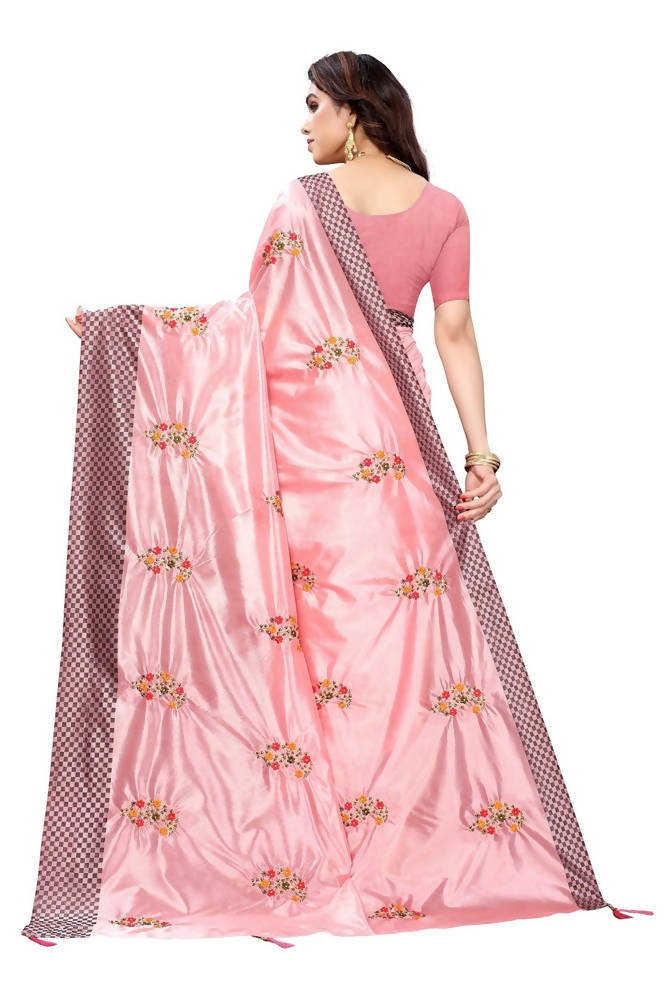 Vamika Pink Crepe Embroidery Saree (Nirali Pink)