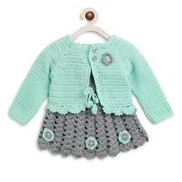 Thumbnail for ChutPut Hand knitted Crochet Maharani Wool Dress - Green - Distacart
