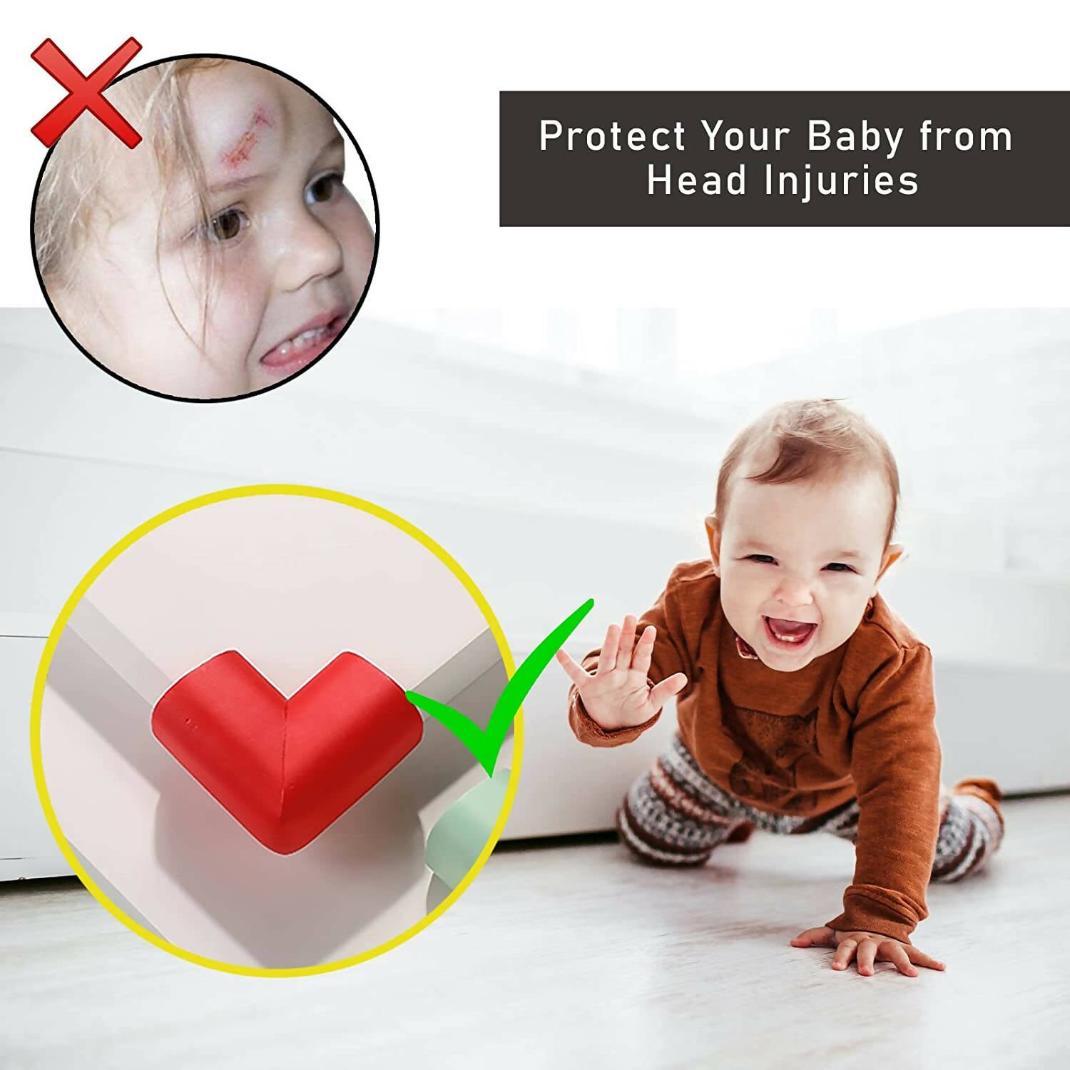 Safe-O-Kid Set of 8 Corner L Shaped Corner Guards for Kids safety- Red-Small - Distacart
