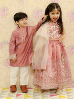 Thumbnail for Lil Drama Boys Ethnic Kurta Pyjama - Pink - Distacart