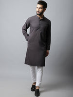 Thumbnail for Even Apparels Black Color Pure Cotton Men's Kurta With Band Collar (CHK1166) - Distacart