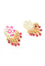 Thumbnail for Mominos Fashion Johar Kamal Gold-Plated Kundan Pink Meenakari Earrings - Distacart