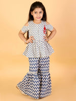 Thumbnail for Lil Drama Girls Top With Sharara Set - Blue - Distacart