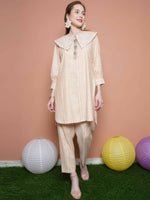 Thumbnail for Women Republic Beige Striped Kurta Set - Distacart