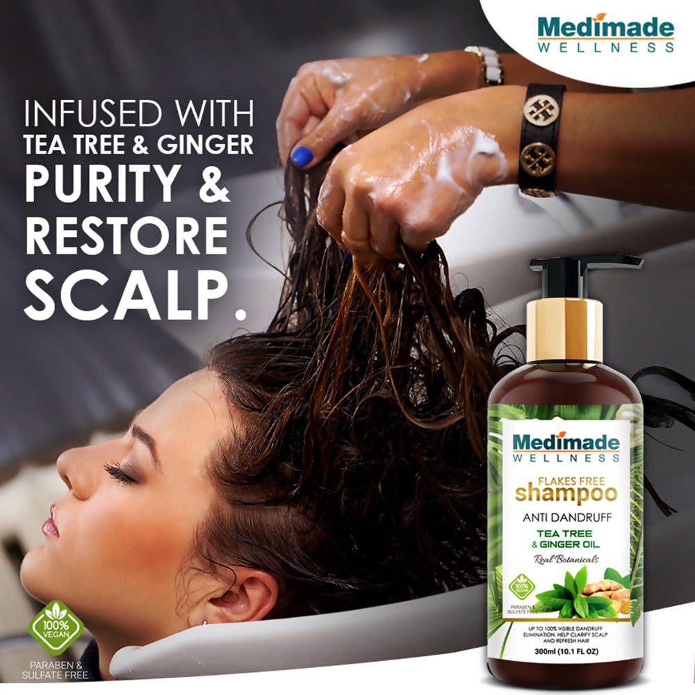 Medimade Wellness Flakes Free Anti Dandruff Shampoo with Tea Tree and Ginger Oil - Distacart
