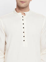 Thumbnail for Even Apparels Cream Rayon Men's Kurta With Band Collar - Distacart