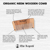 Thumbnail for The Legend Organic Pure Neem Wood Comb Wide Teeth - Distacart