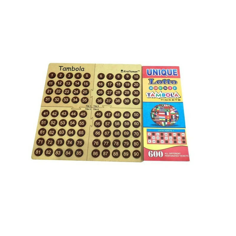 Kraftsman Portable Wooden Tambola Board Game With 600 Tickets - Distacart